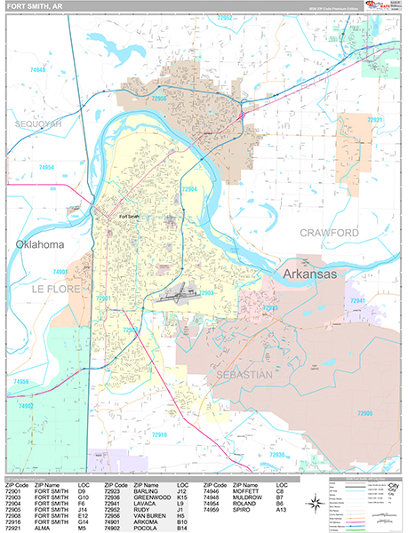 Fort Smith, AR Wall Map